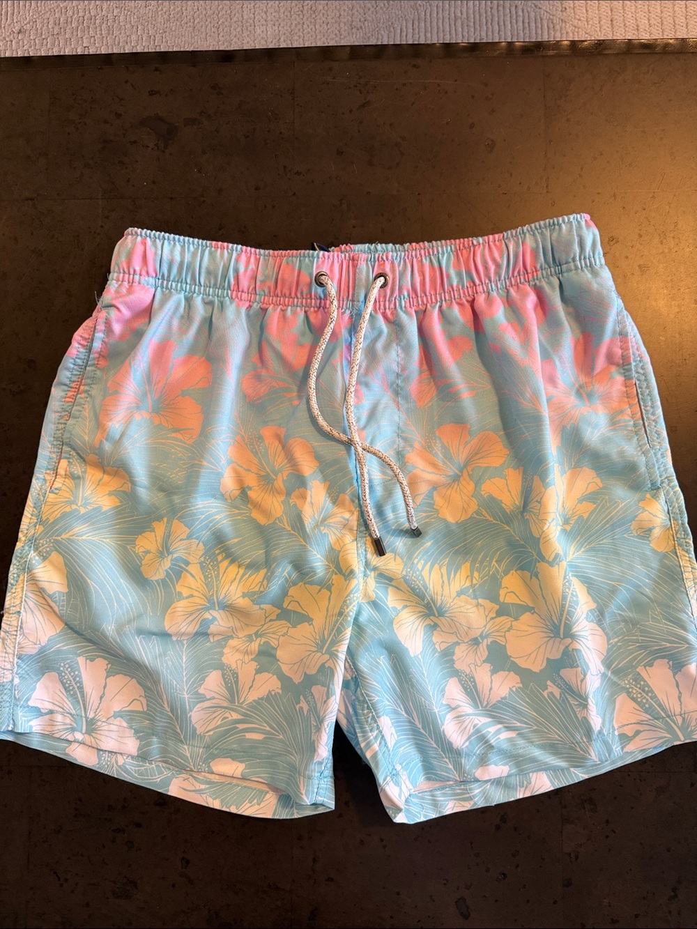 Men's  Pastel colored Tropical Floral Swim Trunks